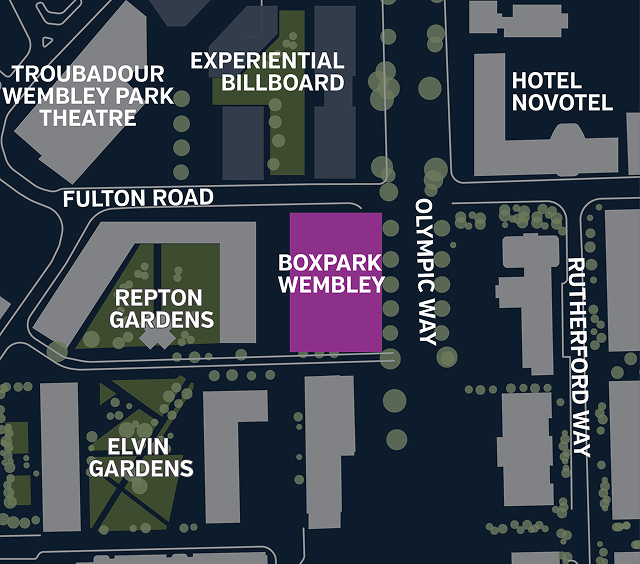 Boxpark Wembley location map